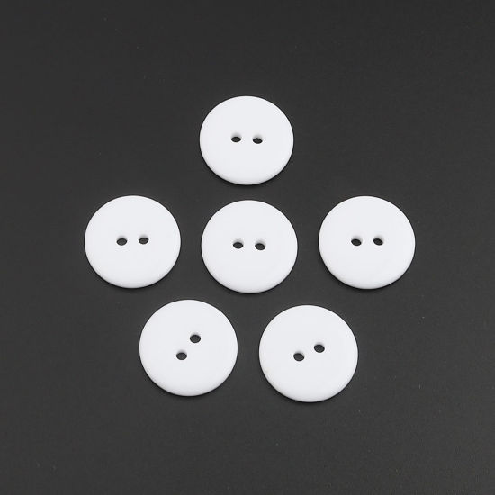 Picture of Resin Sewing Buttons Scrapbooking Two Holes Round White 28mm Dia, 50 PCs