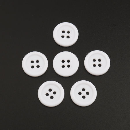 Resin Sewing Buttons Scrapbooking 4 Holes Round White 30mm Dia, 50 PCs