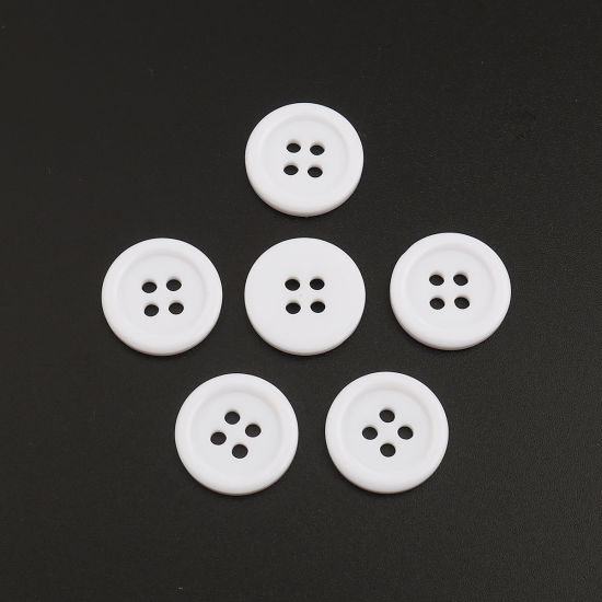 Picture of Resin Sewing Buttons Scrapbooking 4 Holes Round White 30mm Dia, 50 PCs