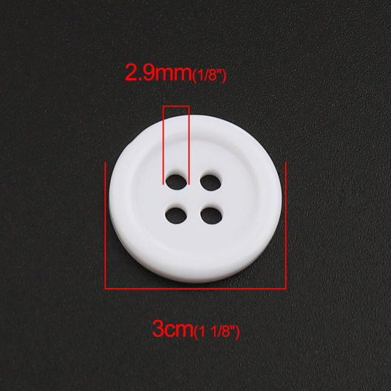 Picture of Resin Sewing Buttons Scrapbooking 4 Holes Round White 30mm Dia, 50 PCs