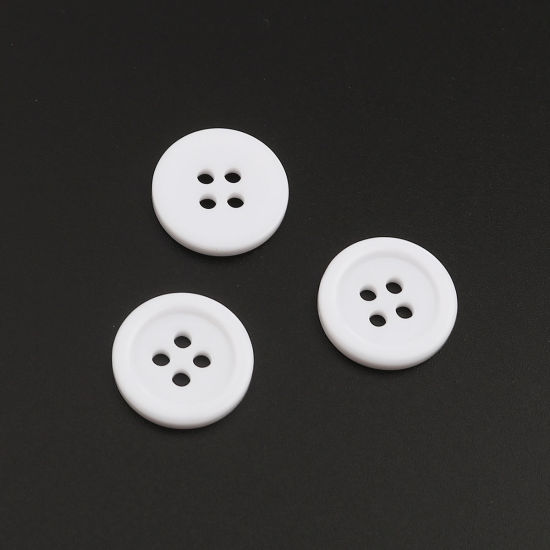 Picture of Resin Sewing Buttons Scrapbooking 4 Holes Round White 30mm Dia, 50 PCs