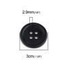 Picture of Resin Sewing Buttons Scrapbooking 4 Holes Round Black 30mm Dia, 50 PCs