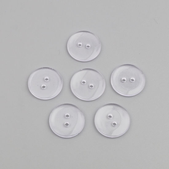 Picture of Resin Sewing Buttons Scrapbooking Two Holes Round Transparent Clear 18mm Dia, 200 PCs