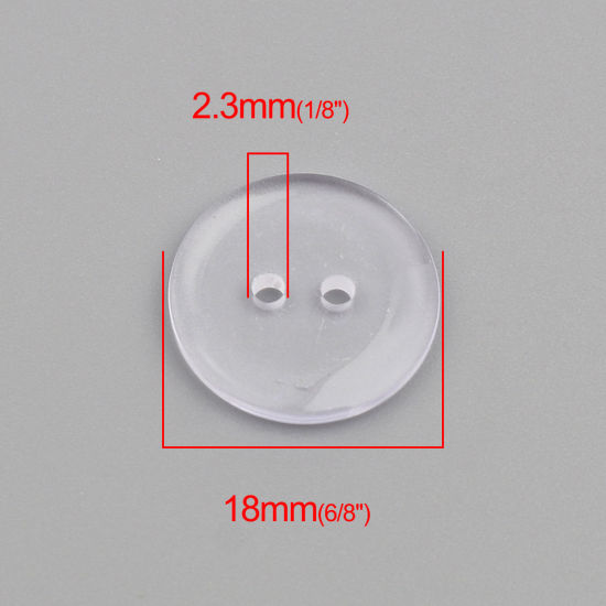 Picture of Resin Sewing Buttons Scrapbooking Two Holes Round Transparent Clear 18mm Dia, 200 PCs