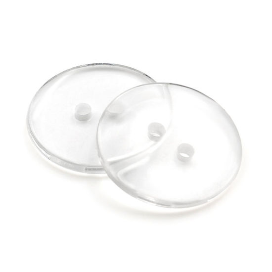 Picture of Resin Sewing Buttons Scrapbooking Two Holes Round Transparent Clear 23mm Dia, 100 PCs