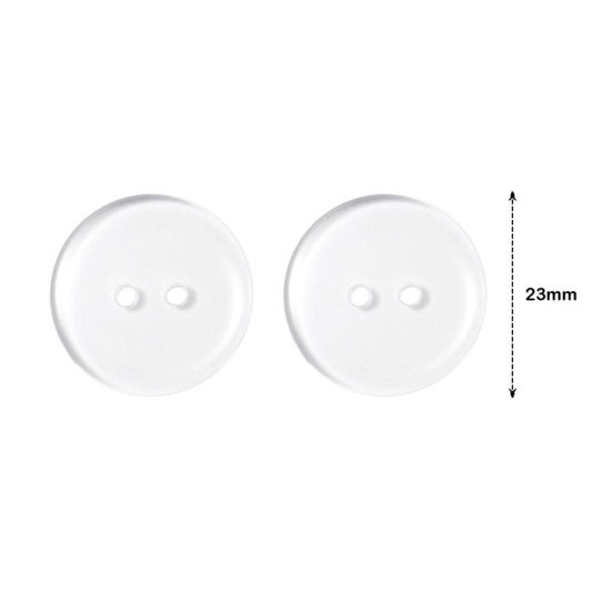 Picture of Resin Sewing Buttons Scrapbooking Two Holes Round Transparent Clear 23mm Dia, 100 PCs