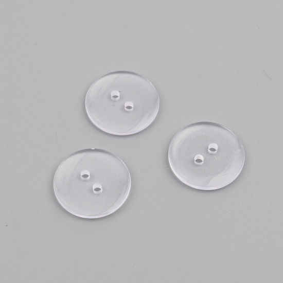 Picture of Resin Sewing Buttons Scrapbooking Two Holes Round Transparent Clear 20mm Dia, 100 PCs