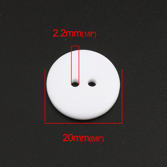 Picture of Resin Sewing Buttons Scrapbooking Two Holes Round White 20mm Dia, 100 PCs