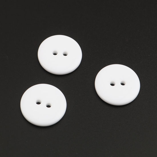 Picture of Resin Sewing Buttons Scrapbooking Two Holes Round White 20mm Dia, 100 PCs