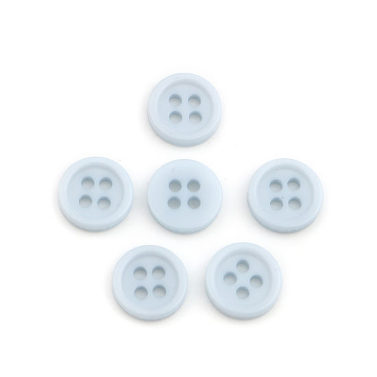 Picture of Resin Sewing Buttons Scrapbooking 4 Holes Round Light Blue 9mm Dia, 500 PCs