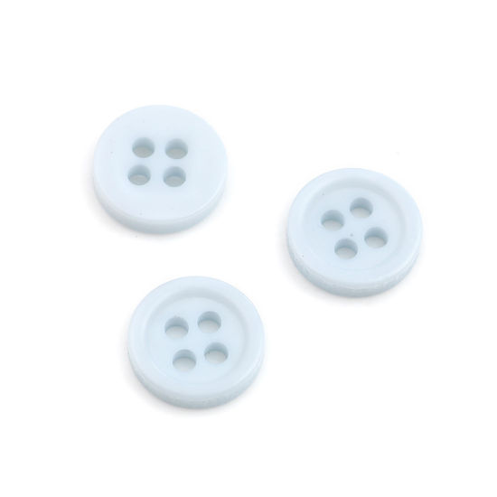 Picture of Resin Sewing Buttons Scrapbooking 4 Holes Round Light Blue 9mm Dia, 500 PCs