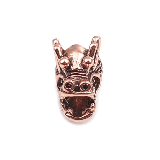 亜鉛合金 ヨーロピアンスタイル 大穴ビーズ ドラゴン 赤銅色 約 12mm x 11mm、 穴：約 5.1mm、 10 個 の画像