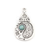 Image de Pendentifs en Alliage de Zinc+Acrylique Goutte d'Eau Argent Vieilli Bleu-Vert Imitation Turquoise 33mm x 19mm, 5 Pcs