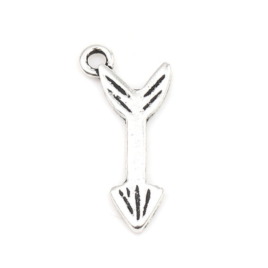 Imagen de Zamak Colgantes Charms Flecha Plata Antigua 22mm x 10mm, 50 Unidades