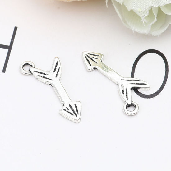 Imagen de Zamak Colgantes Charms Flecha Plata Antigua 22mm x 10mm, 50 Unidades