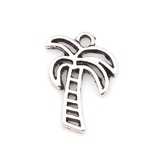 Immagine di Lega di Zinco Charms Albero di Cocco Argento Antico 16mm x 13mm , 50 Pz