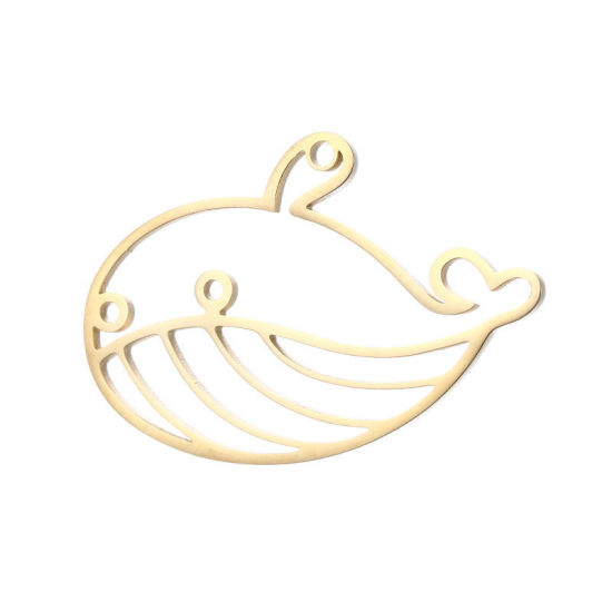 Picture of 304 Stainless Steel Pendants Whale Animal Gold Plated 30mm x 21mm, 1 Piece