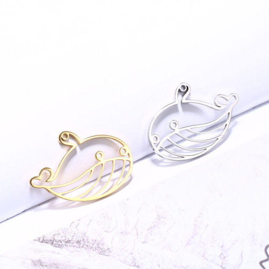 Picture of 304 Stainless Steel Pendants Whale Animal Gold Plated 30mm x 21mm, 1 Piece