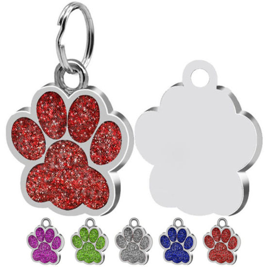 Picture of 1 Piece 304 Stainless Steel Blank Stamping Tags Charms Paw Claw Silver Tone At Random Color Double-sided Polishing 26mm x 24mm