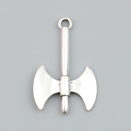 Zinc Based Alloy Pendants Axe Antique Silver Color 40mm x 25mm, 5 PCs