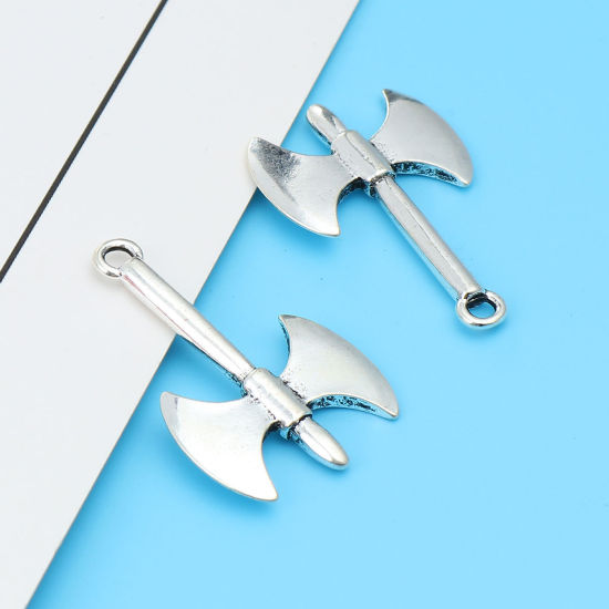 Image de Pendentifs en Alliage de Zinc Cognée Argent Vieilli 40mm x 25mm, 5 Pcs