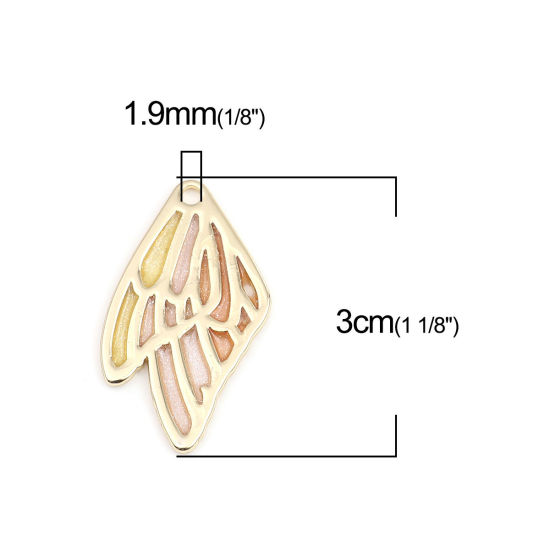 Immagine di Lega di Zinco Insetto Ciondoli Ala della Farfalla Oro Placcato Multicolore Smalto 30mm x 16mm , 5 Pz