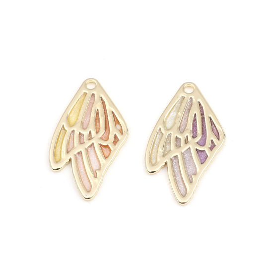 Immagine di Lega di Zinco Insetto Ciondoli Ala della Farfalla Oro Placcato Multicolore Smalto 30mm x 16mm , 5 Pz