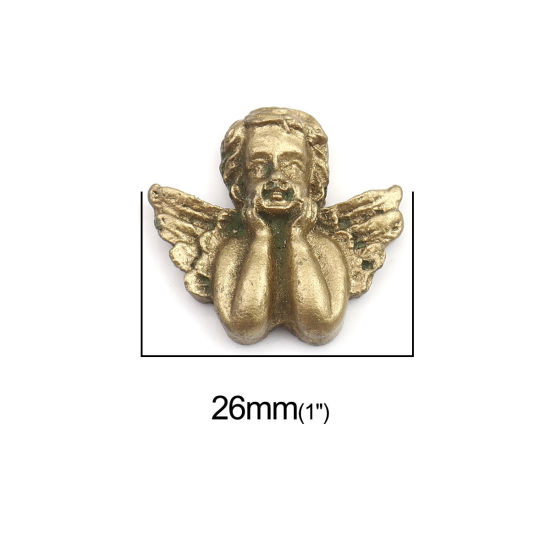 Image de Cabochons d'Embellissement en Résine Religieux Ange Bronze Antique 26mm x 24mm, 5 Pcs