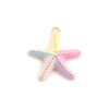 Imagen de 5 Unidades Respetuoso del Medio Ambiente Latón Joyería del océano Colgantes 18K Oro Real Chapado Multicolor Estrella de mar Esmalte 14mm x 13mm