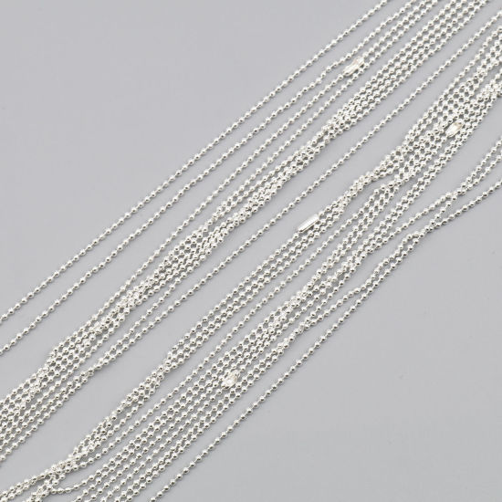 Picture of Iron Based Alloy Ball Chain Necklace Silver Plated 70cm(27 4/8") long, 1 Packet ( 10 PCs/Packet)