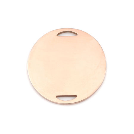 Picture of 304 Stainless Steel Blank Stamping Tags Connectors Charms Pendants Round Rose Gold One-sided Polishing 20mm Dia., 1 Piece