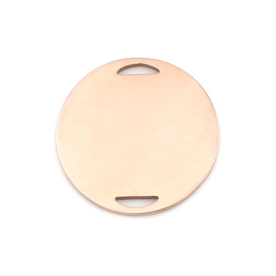 Picture of 304 Stainless Steel Blank Stamping Tags Connectors Charms Pendants Round Rose Gold One-sided Polishing 20mm Dia., 1 Piece