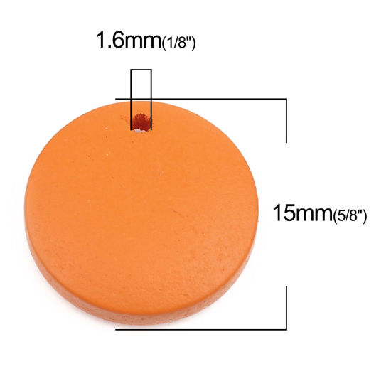 Picture of Natural Wood Charms Round Orange 15mm Dia, 50 PCs