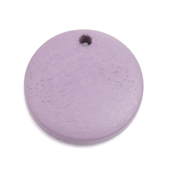 Picture of Wood Charms Round Purple 15mm Dia, 50 PCs