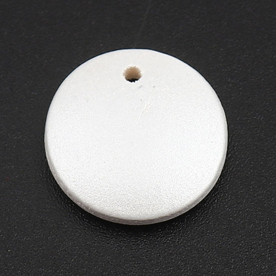 Picture of Wood Charms Round White Pearlized 15mm Dia, 50 PCs