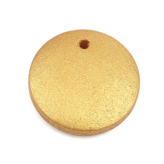 Picture of Wood Charms Round Golden 15mm Dia, 50 PCs