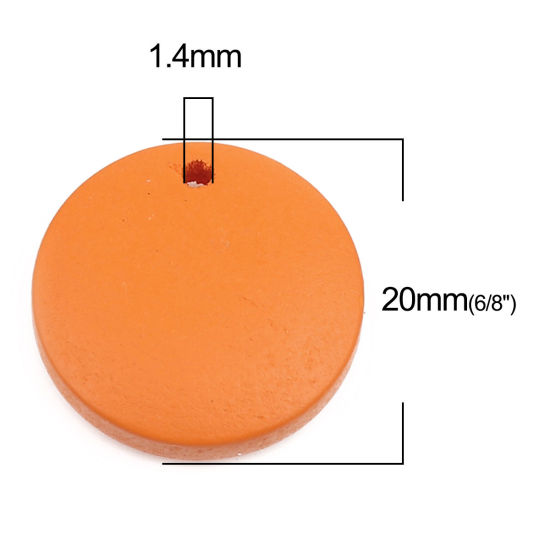 Bild von Natürliches Holz Charms Rund Orange 20mm D., 50 Stück