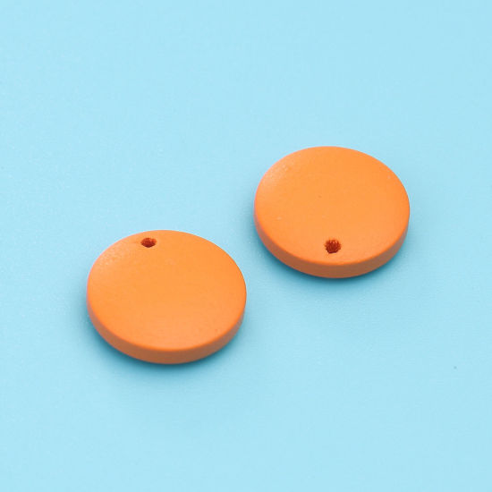 Bild von Natürliches Holz Charms Rund Orange 20mm D., 50 Stück