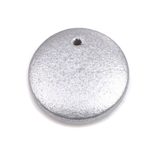 Picture of Wood Charms Round Silver Color 20mm Dia, 50 PCs