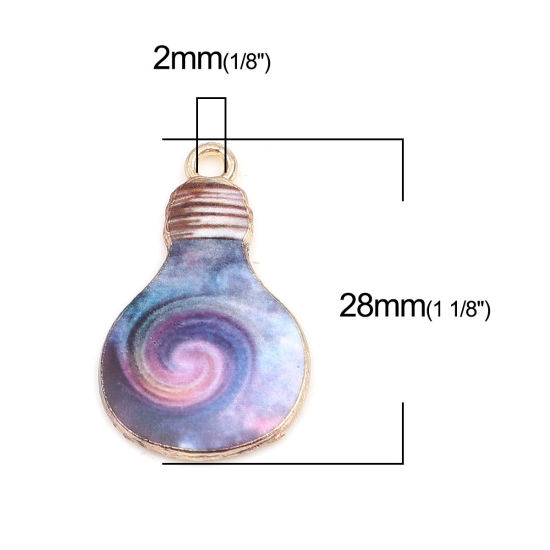 Picture of Zinc Based Alloy Charms Bulb Gold Plated Pink & Purple Swirl 28mm x 17mm, 10 PCs