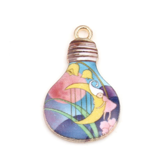 Picture of Zinc Based Alloy Fairy Tale Collection Charms Bulb Gold Plated Multicolor Fairy 28mm x 17mm, 10 PCs