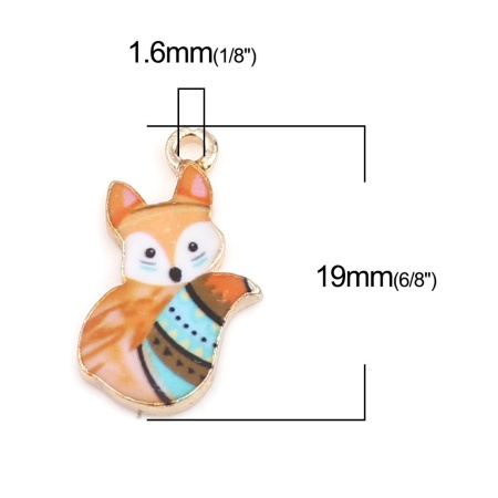 Bild von Zinklegierung Charms Fuchs Vergoldet Orange 19mm x 11mm, 10 Stück