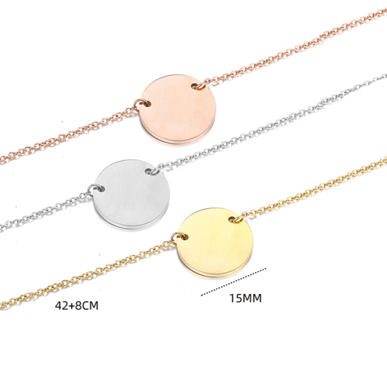 Picture of 316L Stainless Steel Necklace Gold Plated Round Flower 42cm(16 4/8") long, 1 Piece