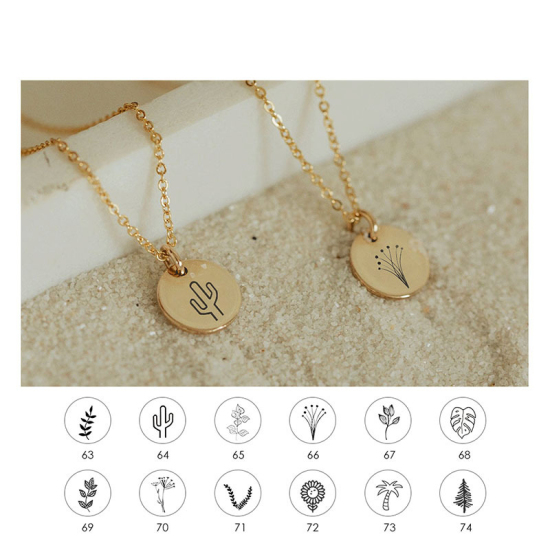 Picture of 316L Stainless Steel Necklace Gold Plated Round Coconut Palm Tree 42cm(16 4/8") long, 1 Piece