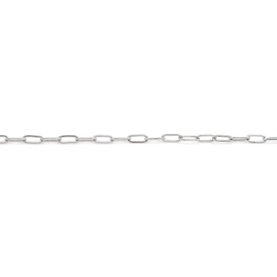 Picture of 304 Stainless Steel Paperclip Chains Link Cable Chain Necklace Oval Silver Tone 80cm(31 4/8") long, 1 Piece