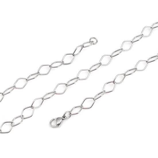 Bild von 304 Edelstahl Büroklammer Ketten Gliederkette Kette Halskette Raute Silberfarbe 59.8cm lang, 1 Strang