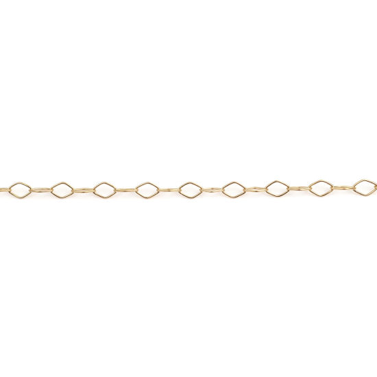 Image de Colliers en 304 Acier Inoxydable Chaînes de Maille Trombone Chaîne Maille Forçat Losange Doré 59.8cm Long, 1 Pièce