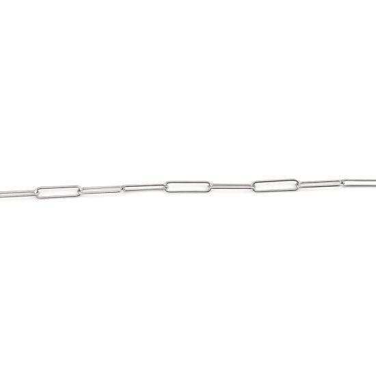Image de Colliers en 304 Acier Inoxydable Chaînes de Maille Trombone Chaîne Maille Forçat Ovale Argent Mat 71.5cm Long, 1 Pièce