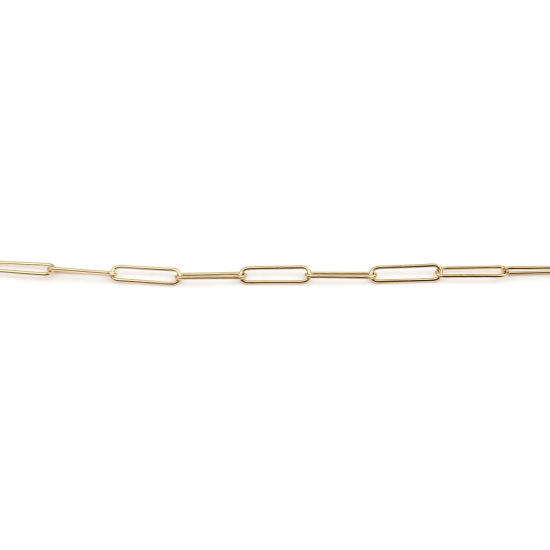 Image de Colliers en 304 Acier Inoxydable Chaînes de Maille Trombone Chaîne Maille Forçat Ovale Doré 71.5cm Long, 1 Pièce