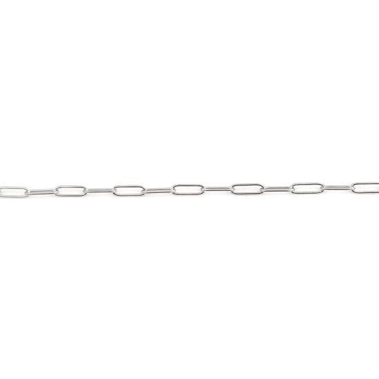 Image de Colliers en 304 Acier Inoxydable Chaînes de Maille Trombone Chaîne Maille Forçat Ovale Argent Mat 59.7cm Long, 1 Pièce
